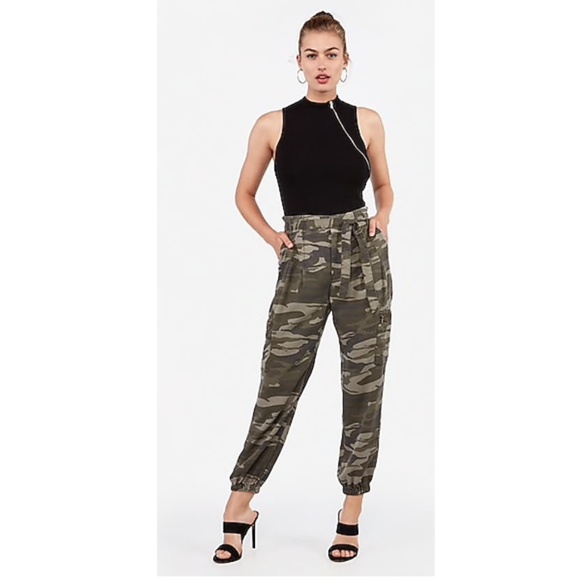 Express Pants - NWT High Waist Sash Tie Cargo Twill Utility Jogger